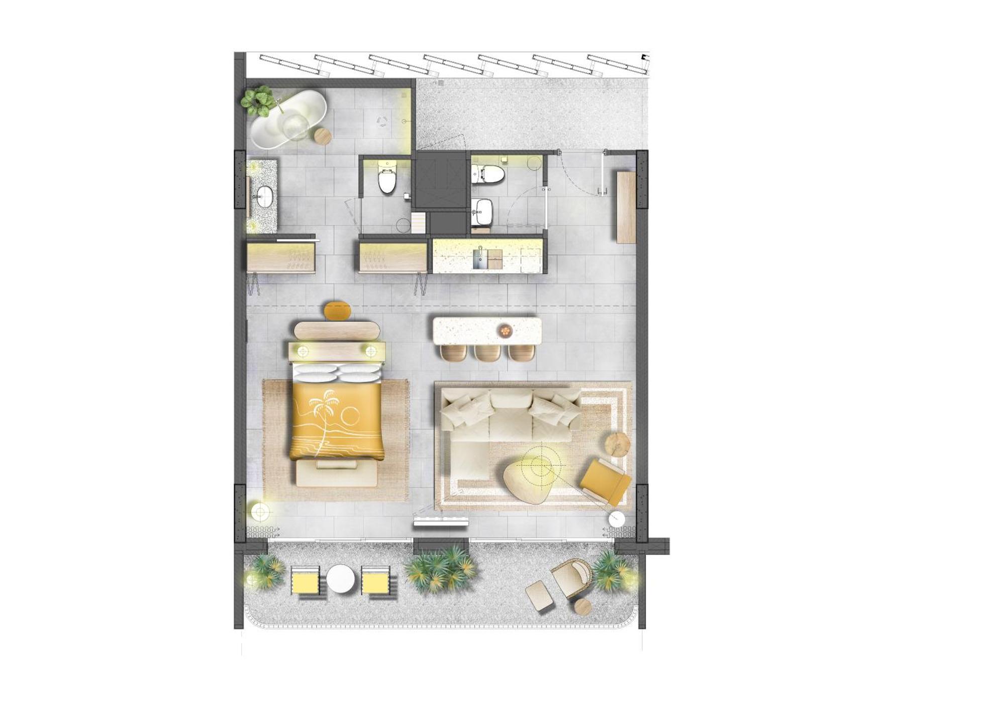 The Standard, Hua Hin Hotel Quarto foto A floor plan of a typical apartment